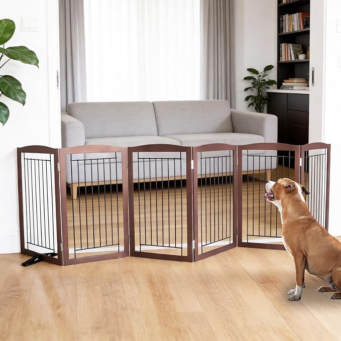 ZJSF Freestanding Dog Fence Indoor, Foldable Dog Gate by ZJSF