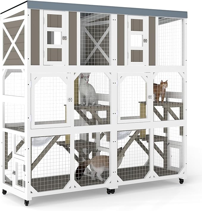 64.4" L Catio Outdoor Cat Enclosure, Outdoor Cats House by MayugardeningPetfurniture