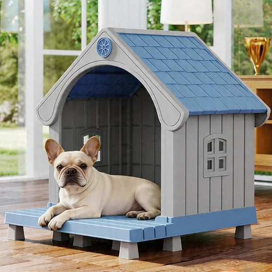 Fancyango Large Dog House Outdoor Indoor, Sturdy Plastic Waterproof Doghouse by Warmnestforpets