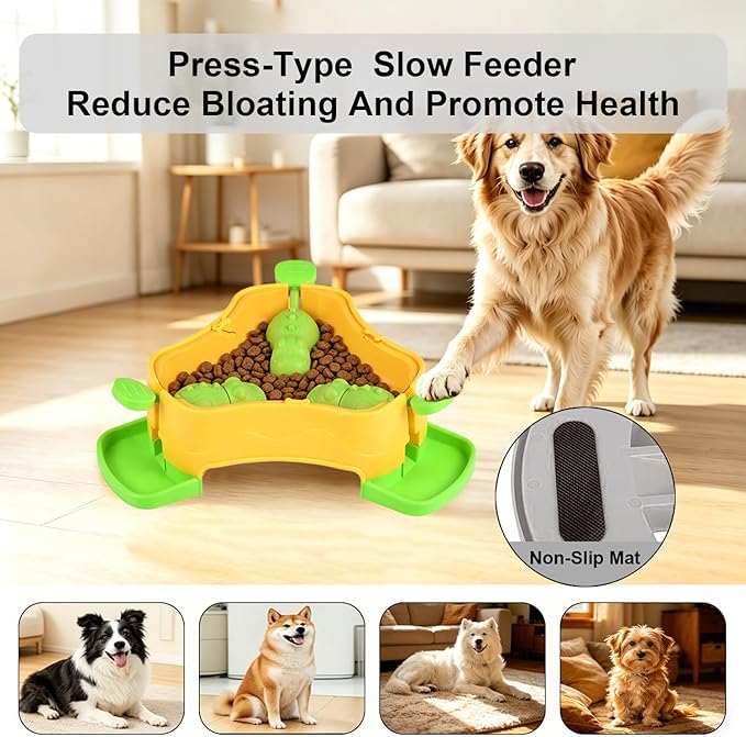 Dog Cat Treat Dispenser Slow Feeder Toy, 3-in-1 Interactive Dog Puzzle Press - Image 2