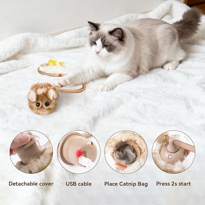 Migipaws Interactive MigiMouse Cat Toy 360° Rolling & Spin - Image 7