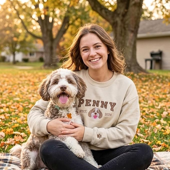 Custom Embroidered Sweatshirt Dog From Real Photo - Image 2