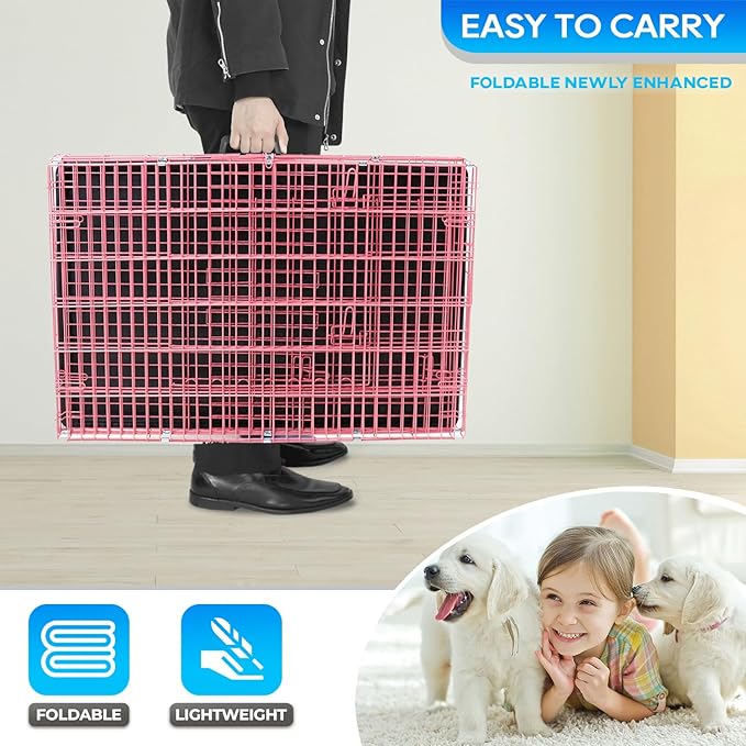 FDW Dog Crate for Small Dogs 18 Inch Folding Metal Wire Pet Cage Single Door - Image 4