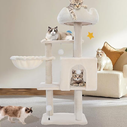 Cat Tree Tower with Metal Frame Hammock, Cat Towers with Scratching Post - Image 9