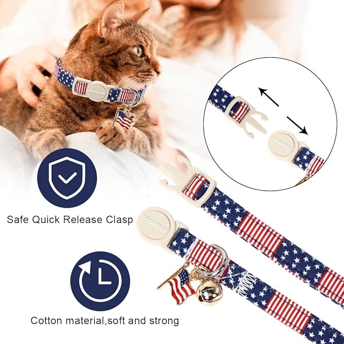 2 Pack American Flag Cat Collars Breakaway - Image 4