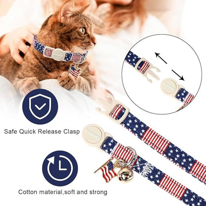 2 Pack American Flag Cat Collars Breakaway - Image 4
