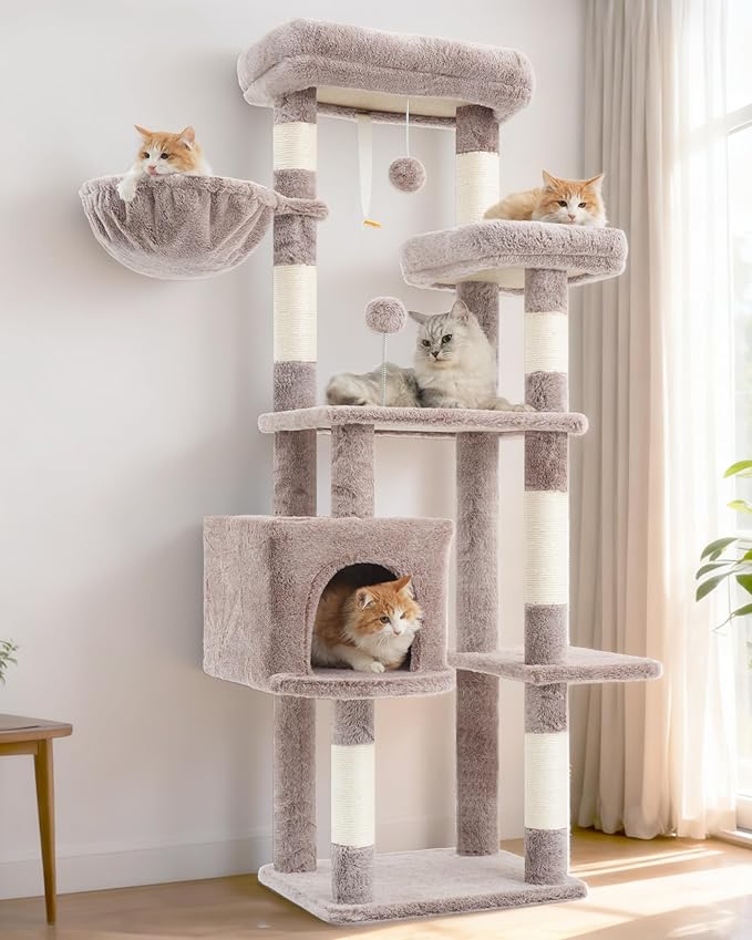 Gitelsnour Cat Tree for Indoor Cats, 55.1 inch Cat Tower by Gitelnour