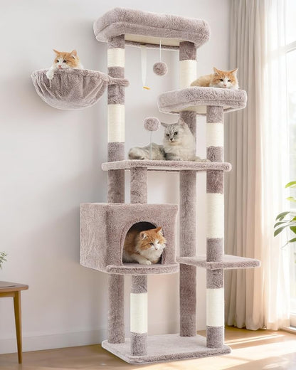 Gitelsnour Cat Tree for Indoor Cats, 55.1 inch Cat Tower by Gitelnour