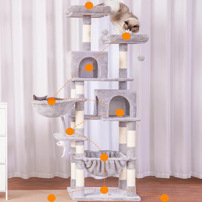 Heybly Cat Tree, 70 inches Tall Cat Tower condo - Image 3