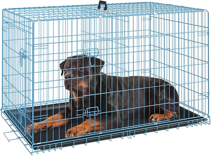 FDW Dog Crate for Large Dogs 42 Inch Folding Metal WirePet Cage Double Door by FDW