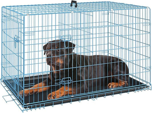 FDW Dog Crate for Large Dogs 42 Inch Folding Metal WirePet Cage Double Door by FDW