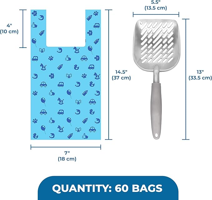 SunGrow Cat Litter Scoop and Bag Combo, Stainless Steel Deep Shovel, 60 Plastic - Image 7