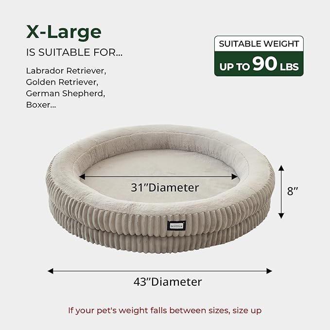 BALANCE Donut Dog Bed, 43 Inches Round Dog Bed Extra Large Size Dogs Washable - Image 5