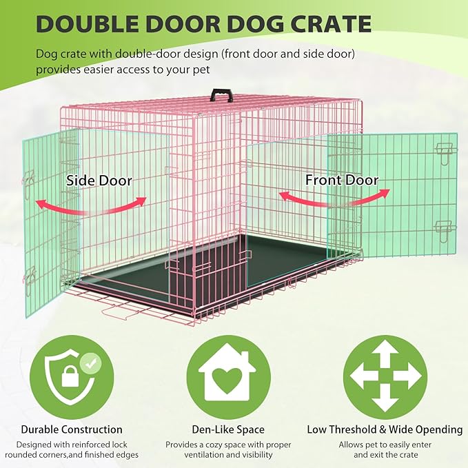 BestPet | Dog Crate | 42" | Pink | Foldable Metal Kennel - Image 3