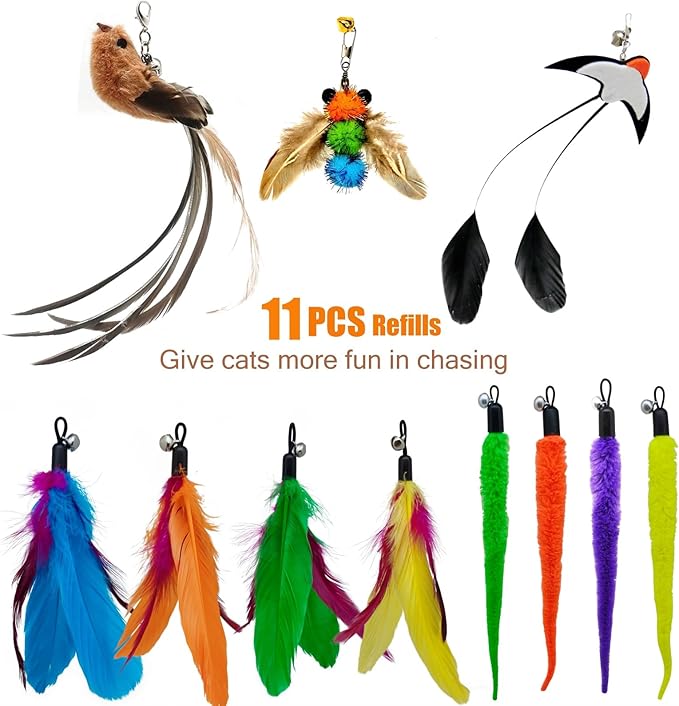 miwoowim Interactive Cat Wand Toy Set – 2 Retractable Wands - Image 5