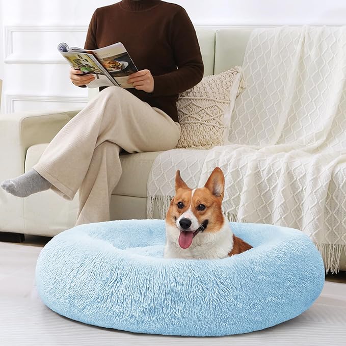 JOLLYVOGUE Dog Bed, Calming Anti-Anxiety Large Dog Bed, Fluffy Donut Cushion - Image 6