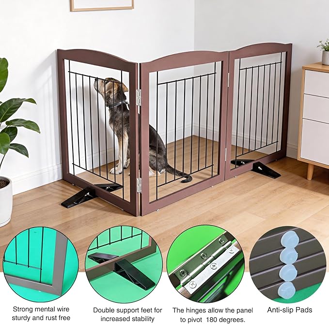 ZJSF Freestanding Dog Fence Indoor, Foldable Dog Gate - Image 5