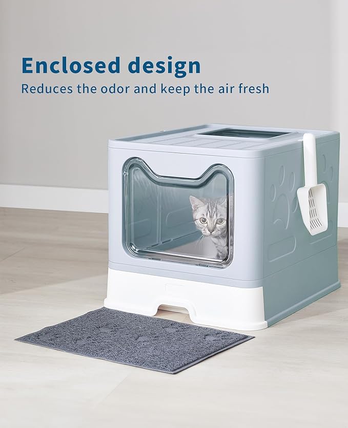 Medario Cat Litter Box with Litter Mat and Scoop, Large Covered Litter Box with - Image 6