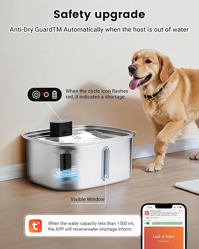 Smart Dog Water Bowl Dispenser Large, 10L/ 2.64Gal Cordless Dog Water Fountain - Image 6