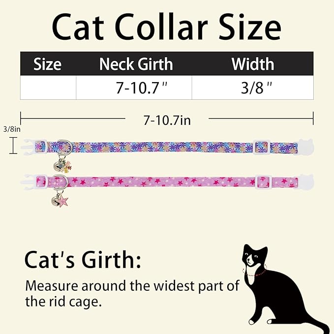 Cat Collars for Girl Cats & Boys, 2 Pack Soft Cotton Breakaway Collar - Image 6
