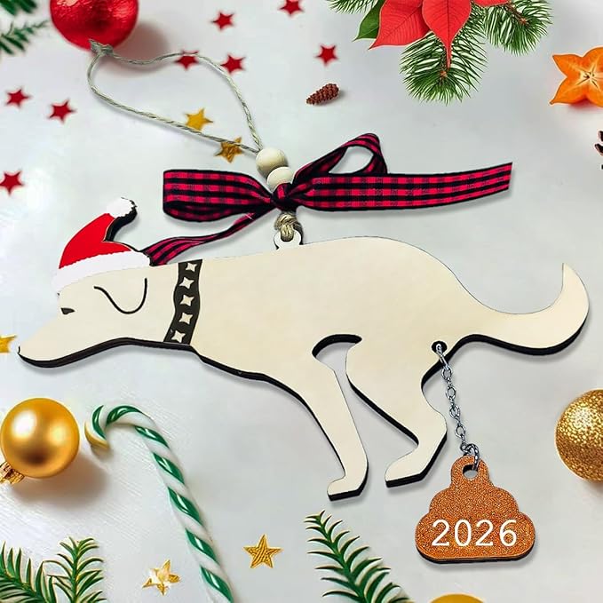 Funny Christmas Ornaments 2026, Wooden Dog Ornament - Image 6