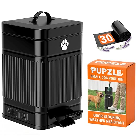 Pupzle Small Dog Poop Trash Can Outside, 1.3 Gal Metal Dog Waste Trash Can by Pupzle