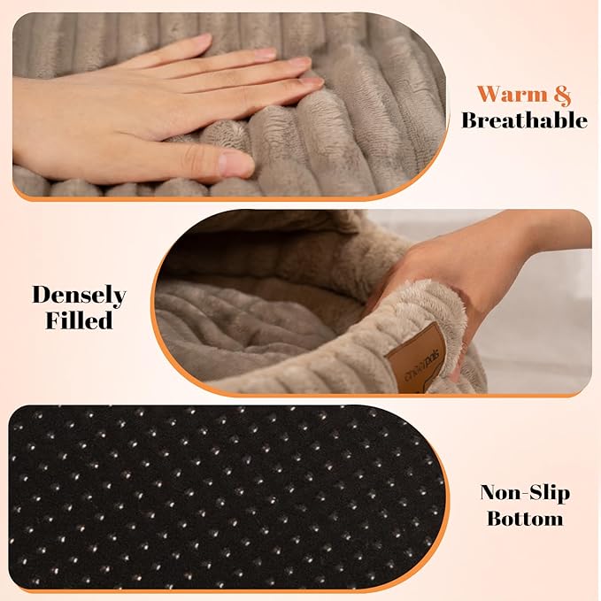 CHEERPALS Cat Cave Bed for Indoor Cats, Washable Covered Cat Bed Hooded Kitty - Image 4
