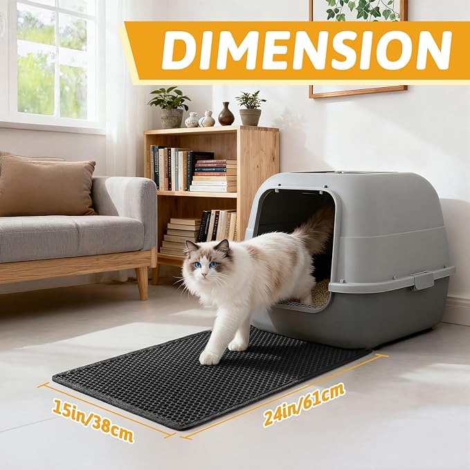 Pieviev Cat Litter Mat Double Layer Waterproof Urine Proof Trapping Mat 1 Pack) - Image 2