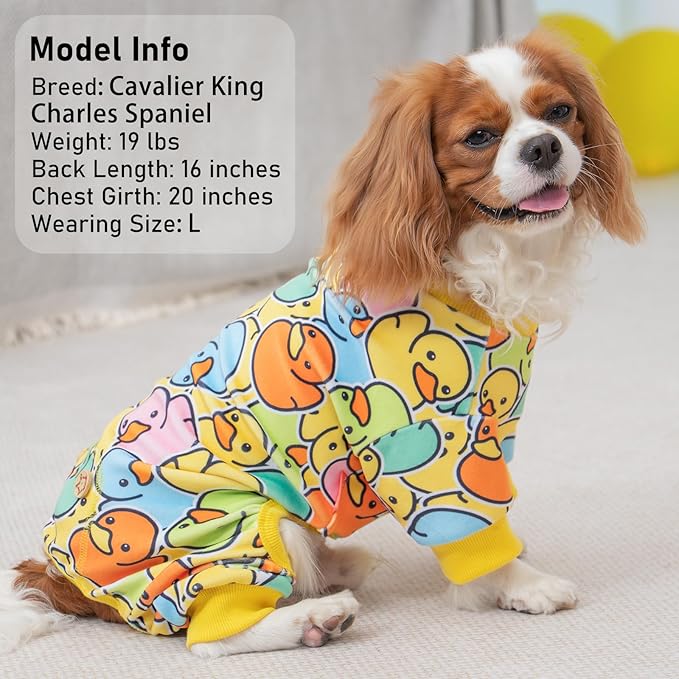KYEESE Dog Pajamas Comfy Dogs Clothes Stretchable Pet Jammies Colorful Duck - Image 4