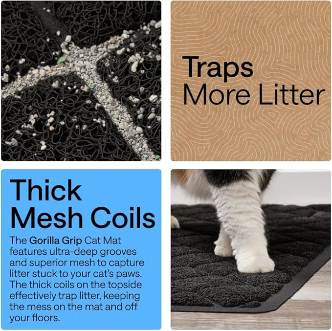 GORILLA GRIP Cat Litter Box Mat, Cushioned Coil Mesh Litter Trapping Mats - Image 3