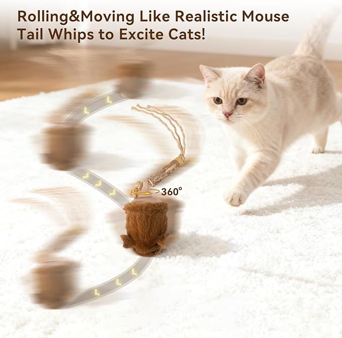 Migipaws Interactive MigiMouse Cat Toy 360° Rolling & Spin - Image 2