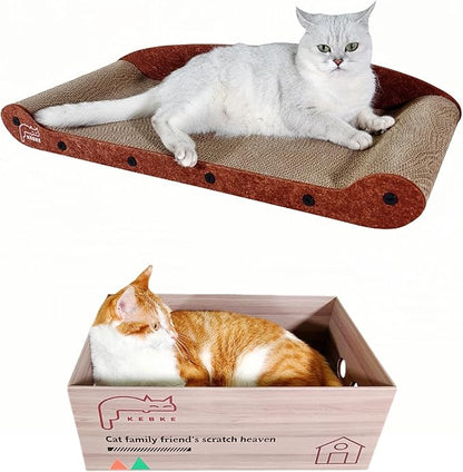 Cat Scratcher Bed 30 Inch Cat Couch Scratcher &17.5 Inch Cat Scratch Box by KEBKE