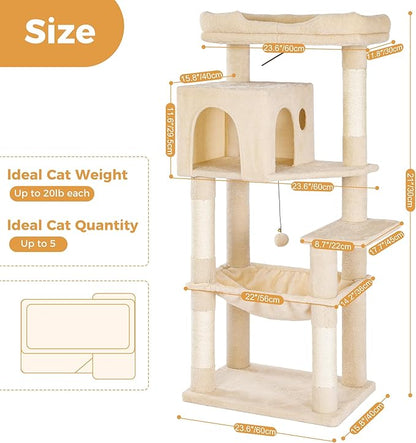 53” Cat Tree for Large Cats 20 lbs+, XL Cat Tower - Image 2