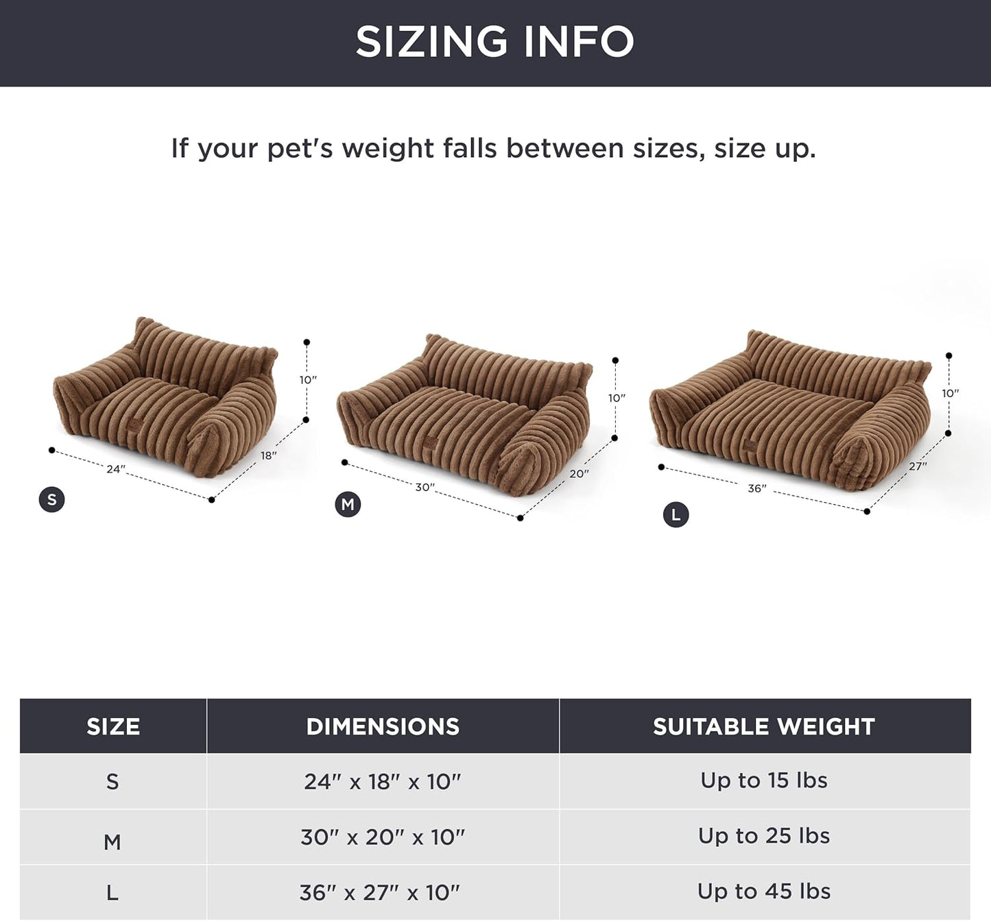 Bedsure Cute Cat Couch for Pets - Fluffy Small Dog Sofa with Premium Soft Corduroy Fleece, Pet Sofa with Removable Washable Cover, Supportive Dog Couch Bed for Small Medium Dogs, 30inch, Copper Brown