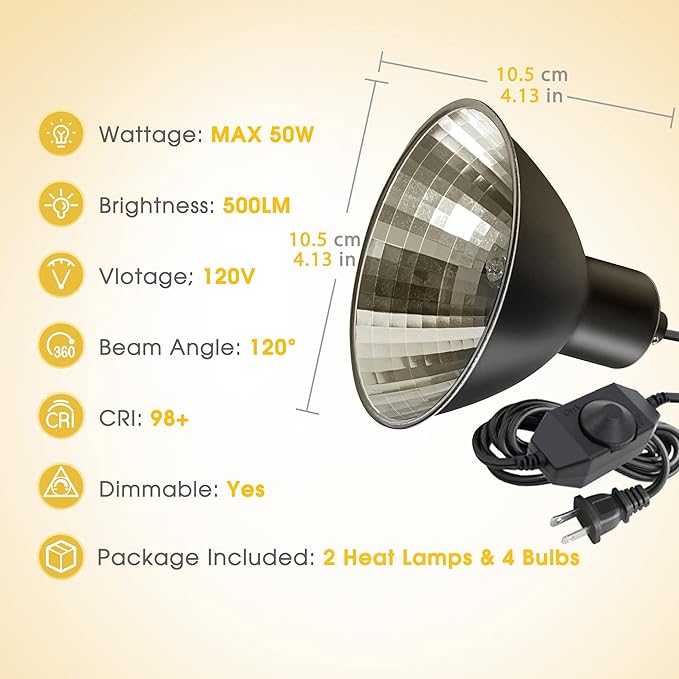 Reptile Heat Lamp, Briignite UVA Basking Light - Image 2