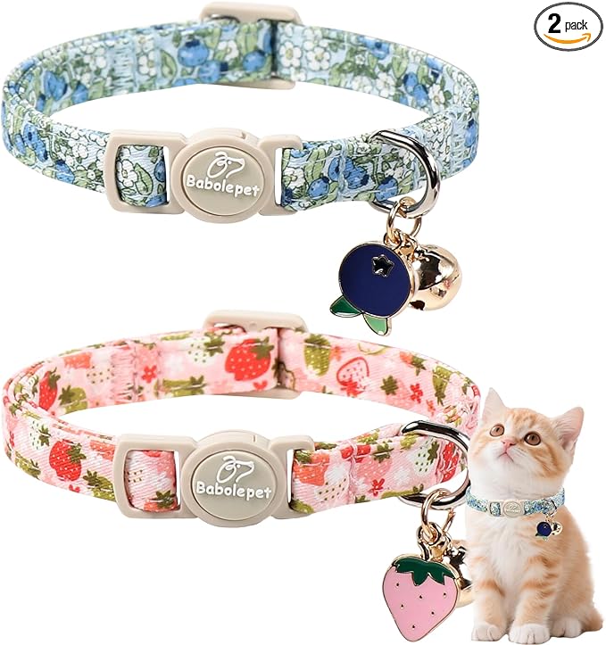 2 Pack Spring Summer Cat Collars by Babolepet