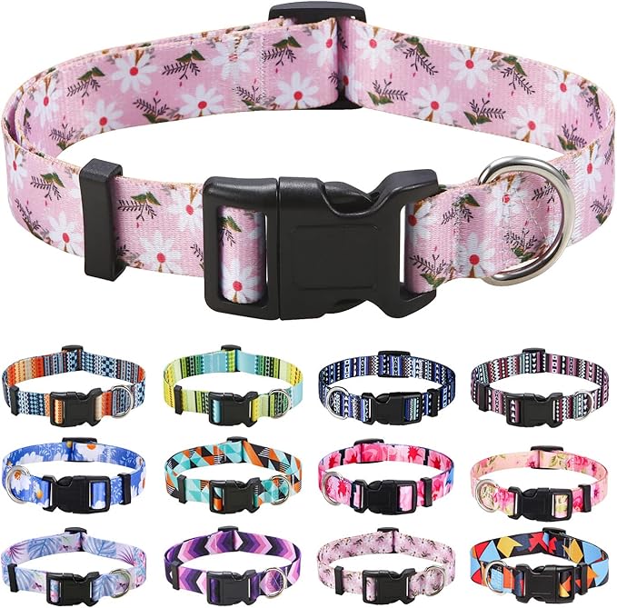 Mihqy Dog Collar with Bohemia Floral Tribal Geometric Patterns by Mihqy