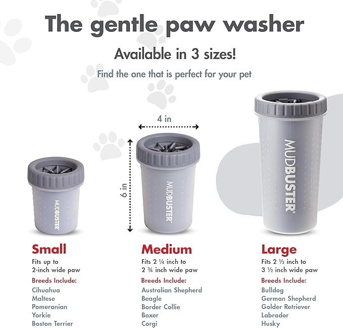 Dexas Medium MudBuster Portable Dog Paw Washer, Light Gray - Image 3