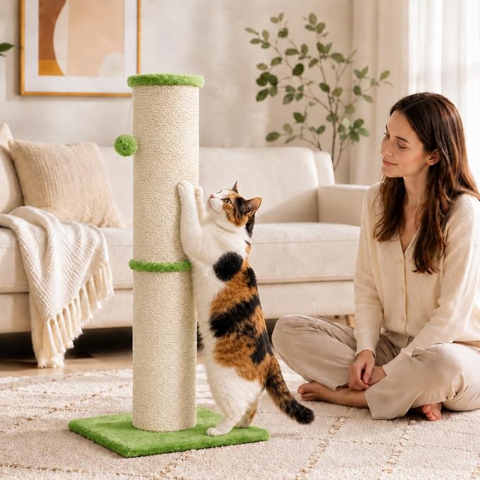 PAWSCRAT Cat Scratching Post 32 Inch High, 5.5 Inch Large Diameter Natural - Image 8
