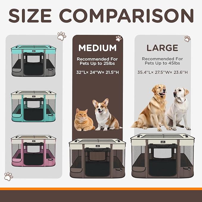 Paw Ballet Foldable Pet Kitten Playpen, Upgrade Waterproof Portable Cat Dog - Image 7