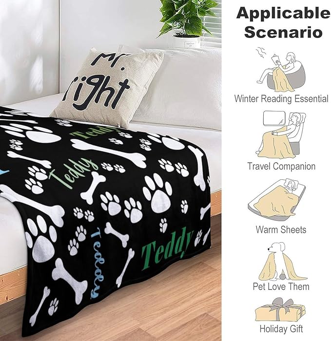 Personalized Paw Print Dog Blanket - Image 3