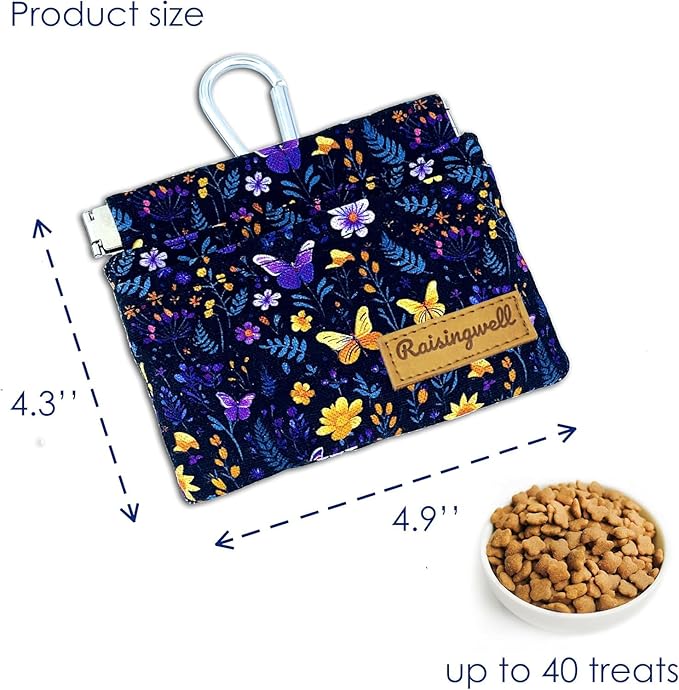 Raisingwell Dog Treat Pouch, Pocket Sized Pet Training Pouch, Cotton Fabric - Image 2