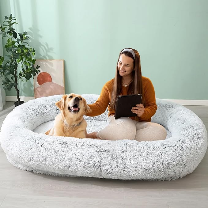 JOLLYVOGUE Human Dog Bed for Adults and Pets, Ultra-Soft Plush Giant Dog Bed by JOLLYVOGUE