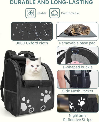 Cat Backpack Carrier with Comfort Handle, Ventilated Cat Backpack with - Image 8