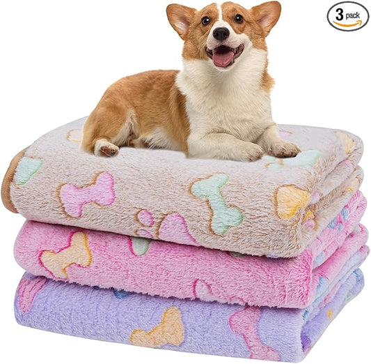 Dono 1 Pack 3 Dog Blankets, Soft Fluffy Fleece Pet Blanket Warm Sleep Mat Paw by Dono