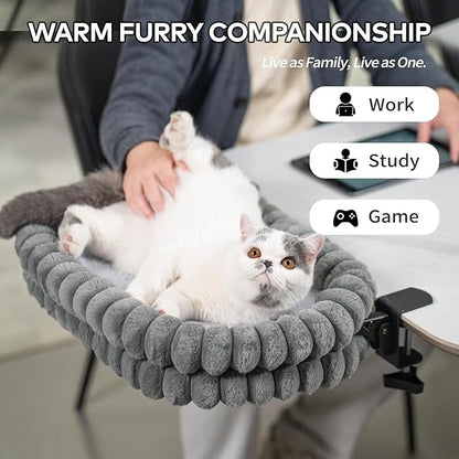 CHEERPALS Cat Desk Bed with Reversible Cushion, 90°Foldable Cat Hammock - Image 2