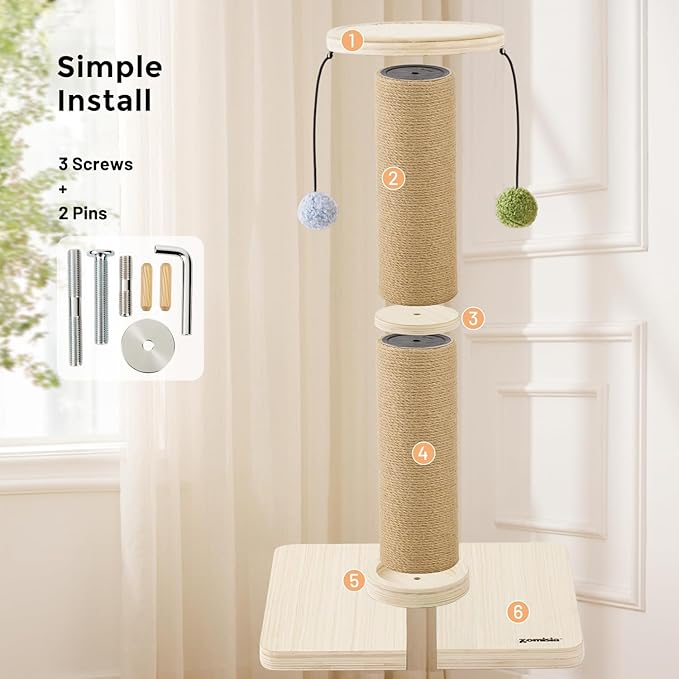 ZOMISIA 35'' Tall Cat Scratching Post, 4.7'' Large Scratch Post - Image 5