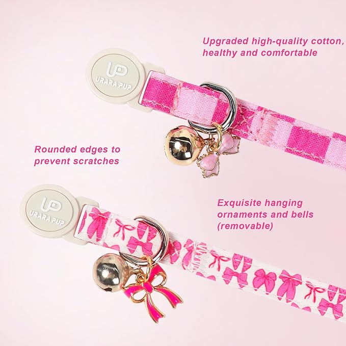 Cat Collar, Pretty Pink Kitten Collars - Image 2