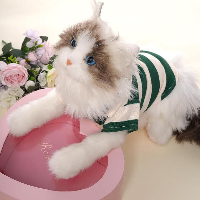 Dog Shirt Polo Shirt Striped Collar Puppy Clothes Summer Button Up Pet Clothes - Image 7