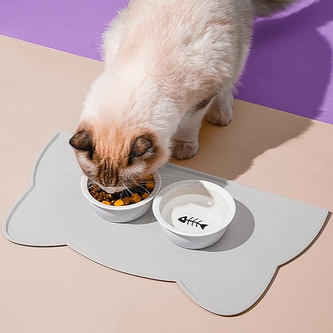Cat Food Mat, Silicone Non Slip Dog Bowl Mat Waterproof Cat Feeding Mat Stop - Image 2